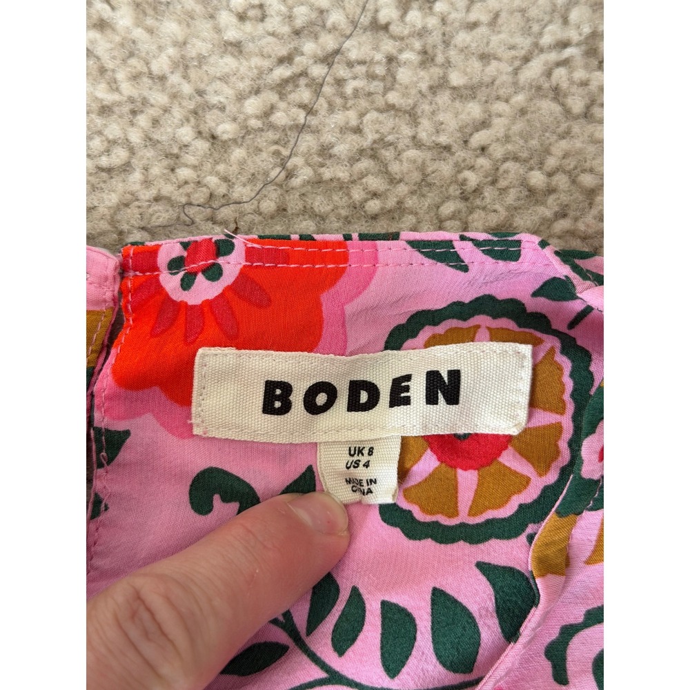 Boden Top Blouse Floral Print Easy Print Floral Pink size 4 Small - Picture 4 of 9